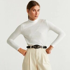 New Mango Ribbed neck t-shirt Sz M